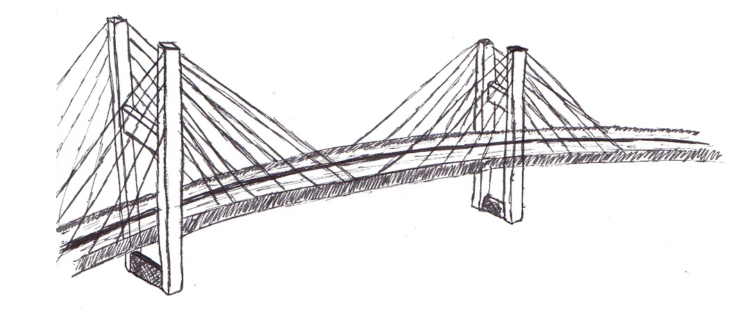 Вантовый мост рисунок. Висячий мост. Подвесной мост чертеж. Вантовый мост. Вантовый мост эскиз.